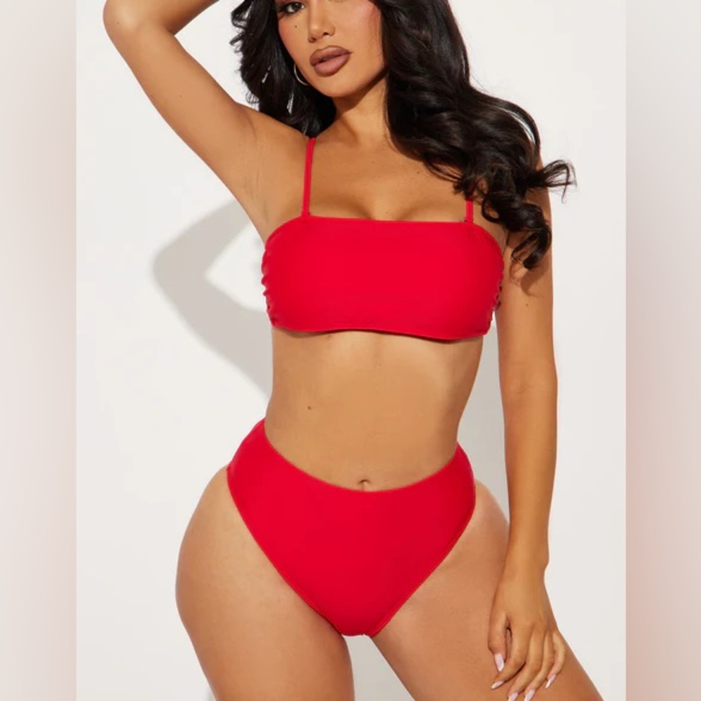 New fashion nova red high cheeky bikini bottom